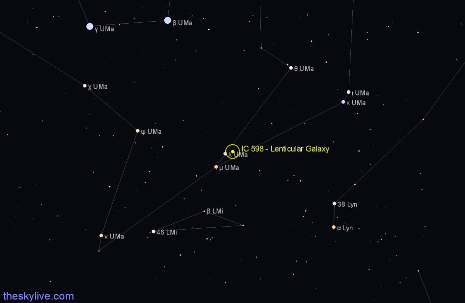 Finder chart IC 598 - Lenticular Galaxy in Ursa Major star