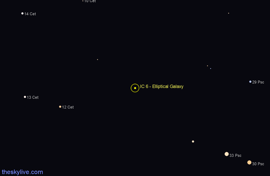 Finder chart IC 6 - Elliptical Galaxy in Pisces star