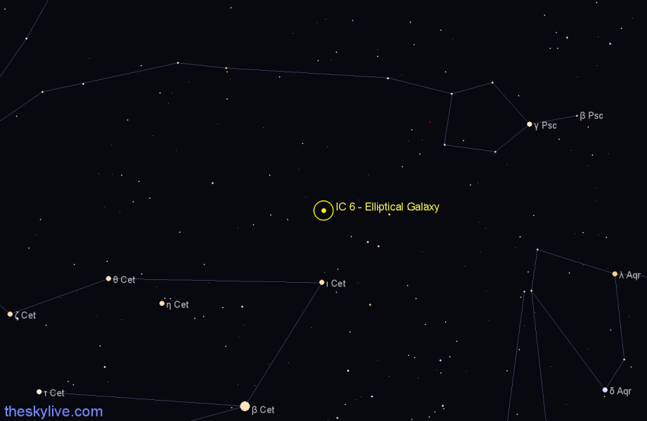 Finder chart IC 6 - Elliptical Galaxy in Pisces star