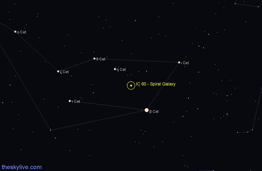 Finder chart IC 60 - Spiral Galaxy in Cetus star