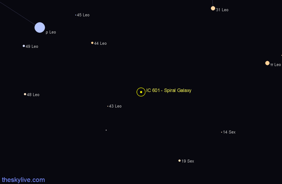 Finder chart IC 601 - Spiral Galaxy in Leo star