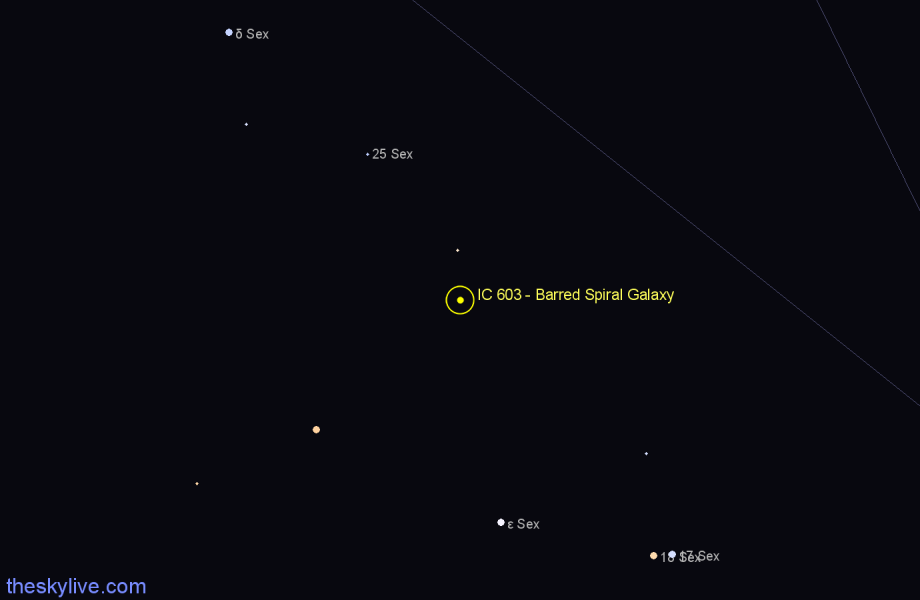 Finder chart IC 603 - Barred Spiral Galaxy in Sextans star