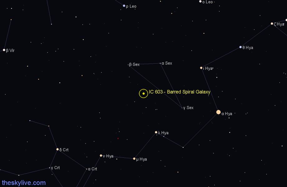 Finder chart IC 603 - Barred Spiral Galaxy in Sextans star