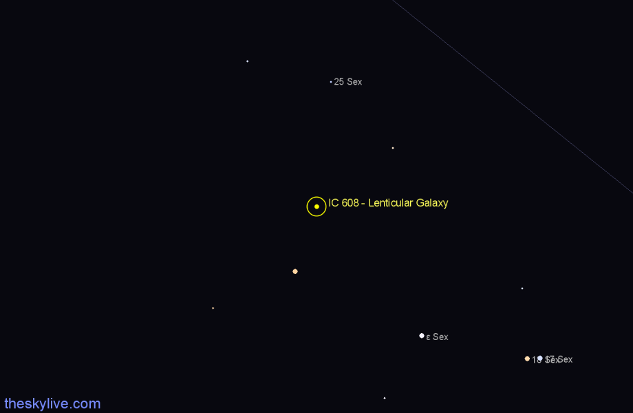 Finder chart IC 608 - Lenticular Galaxy in Sextans star