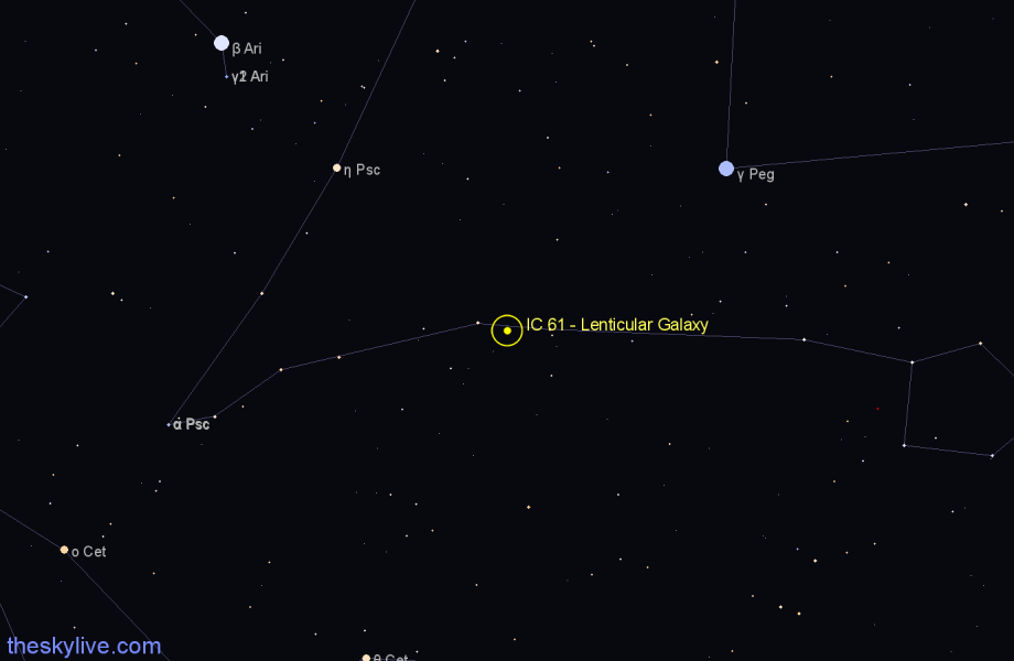 Finder chart IC 61 - Lenticular Galaxy in Pisces star