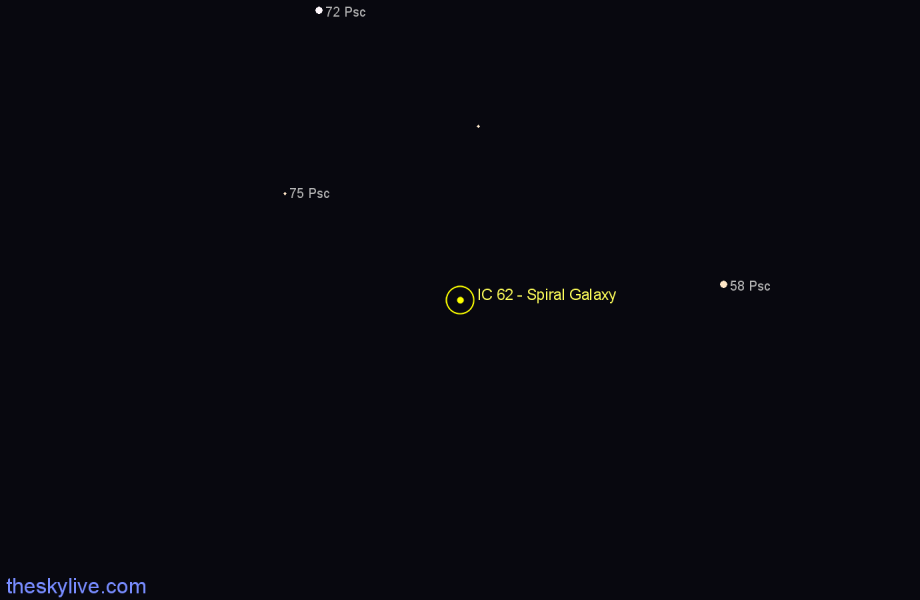 Finder chart IC 62 - Spiral Galaxy in Pisces star