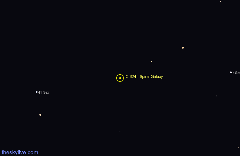 Finder chart IC 624 - Spiral Galaxy in Sextans star