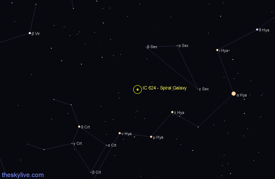 Finder chart IC 624 - Spiral Galaxy in Sextans star