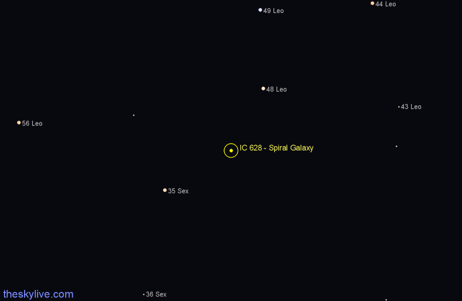 Finder chart IC 628 - Spiral Galaxy in Sextans star