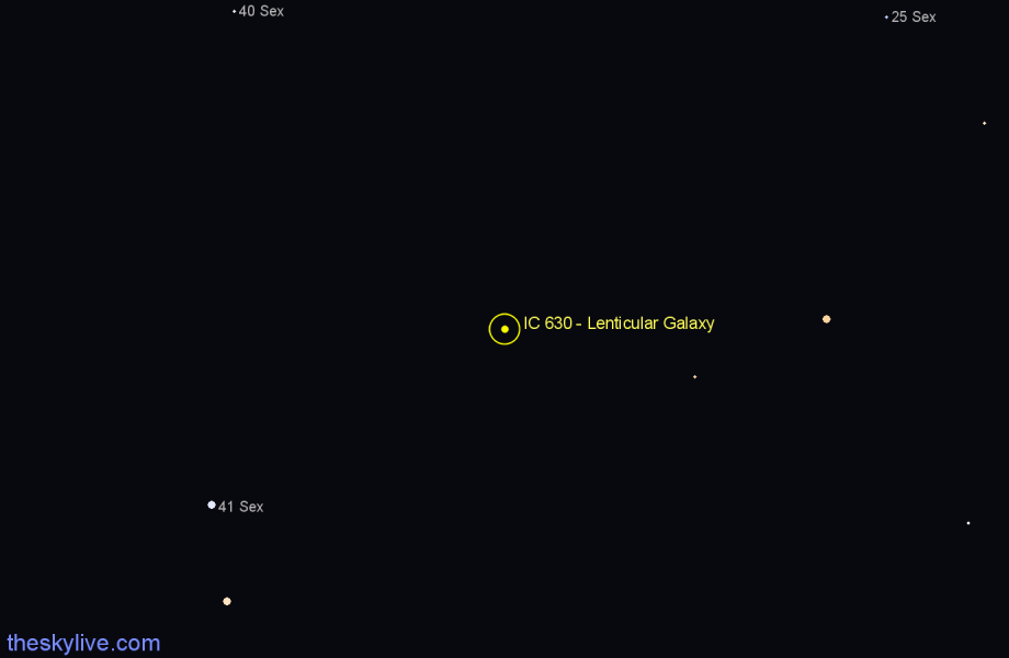 Finder chart IC 630 - Lenticular Galaxy in Sextans star