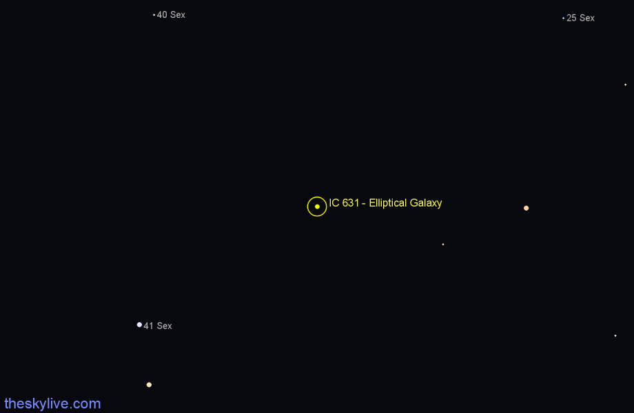 Finder chart IC 631 - Elliptical Galaxy in Sextans star