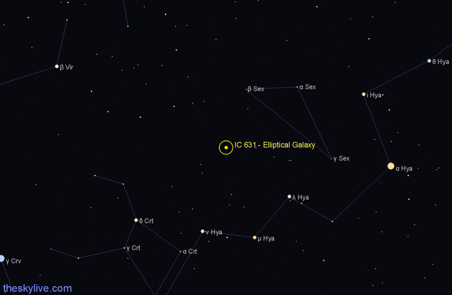 Finder chart IC 631 - Elliptical Galaxy in Sextans star