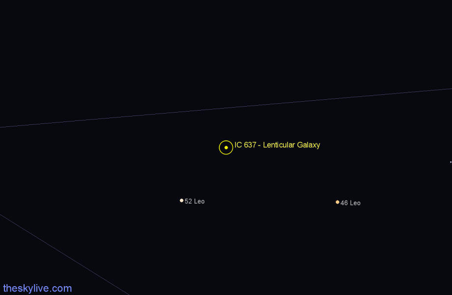 Finder chart IC 637 - Lenticular Galaxy in Leo star