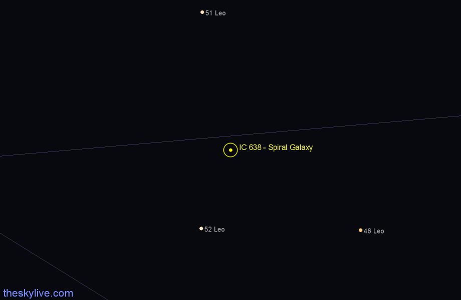 Finder chart IC 638 - Spiral Galaxy in Leo star