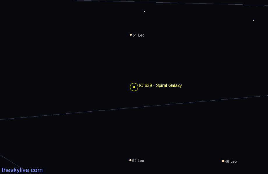 Finder chart IC 639 - Spiral Galaxy in Leo star