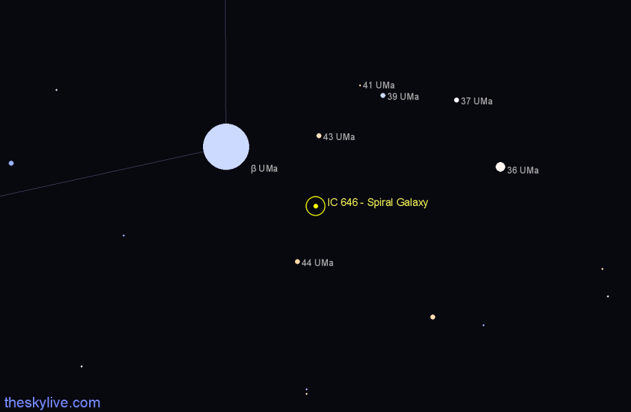 Finder chart IC 646 - Spiral Galaxy in Ursa Major star