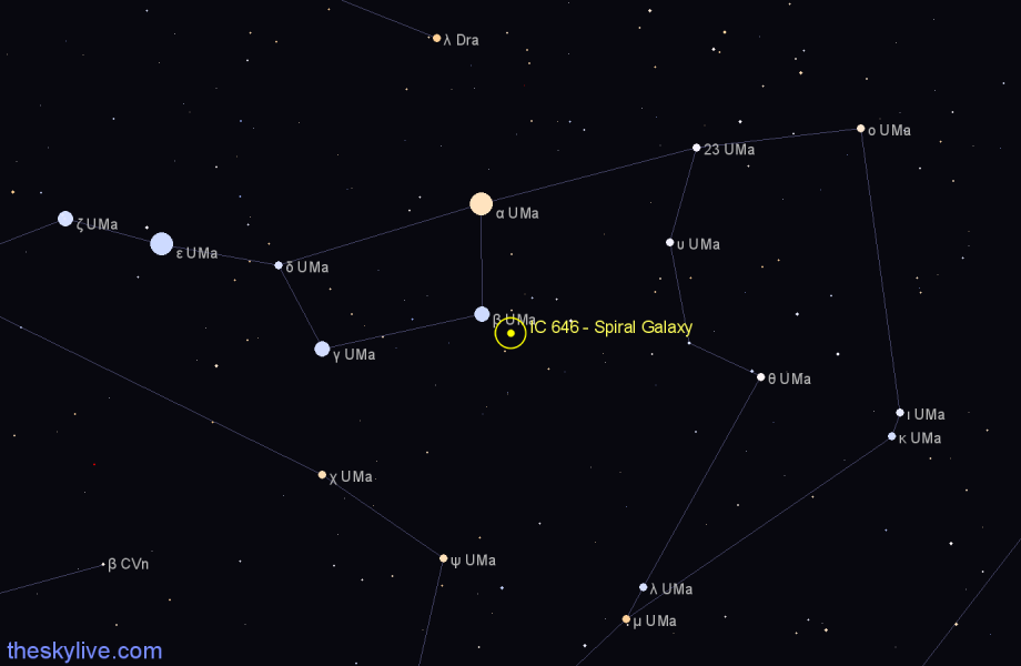 Finder chart IC 646 - Spiral Galaxy in Ursa Major star