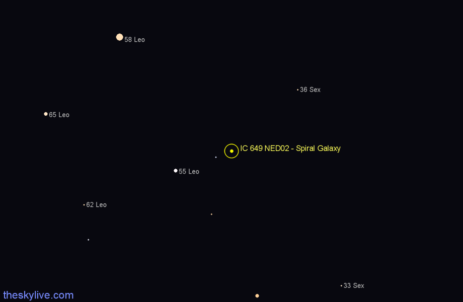 Finder chart IC 649 NED02 - Spiral Galaxy in Leo star