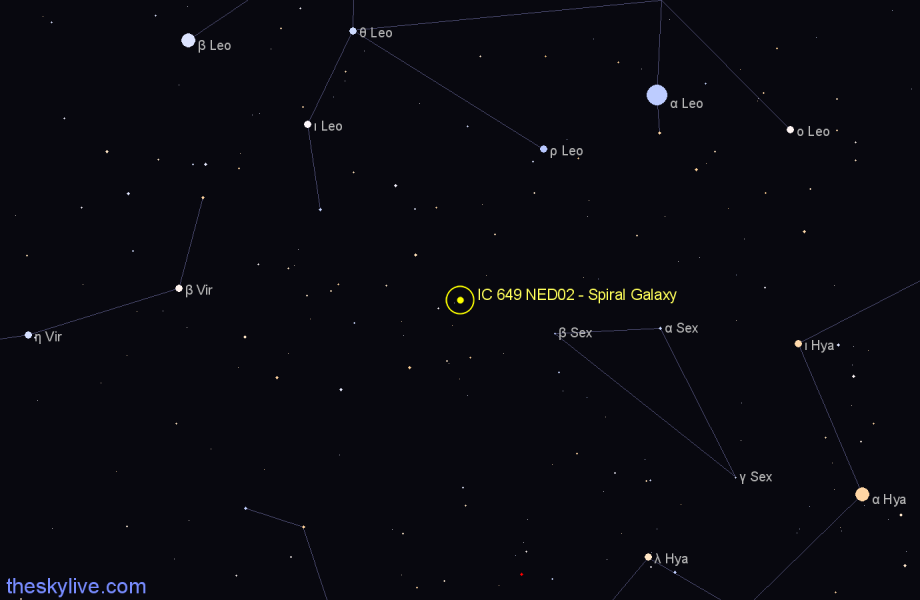 Finder chart IC 649 NED02 - Spiral Galaxy in Leo star