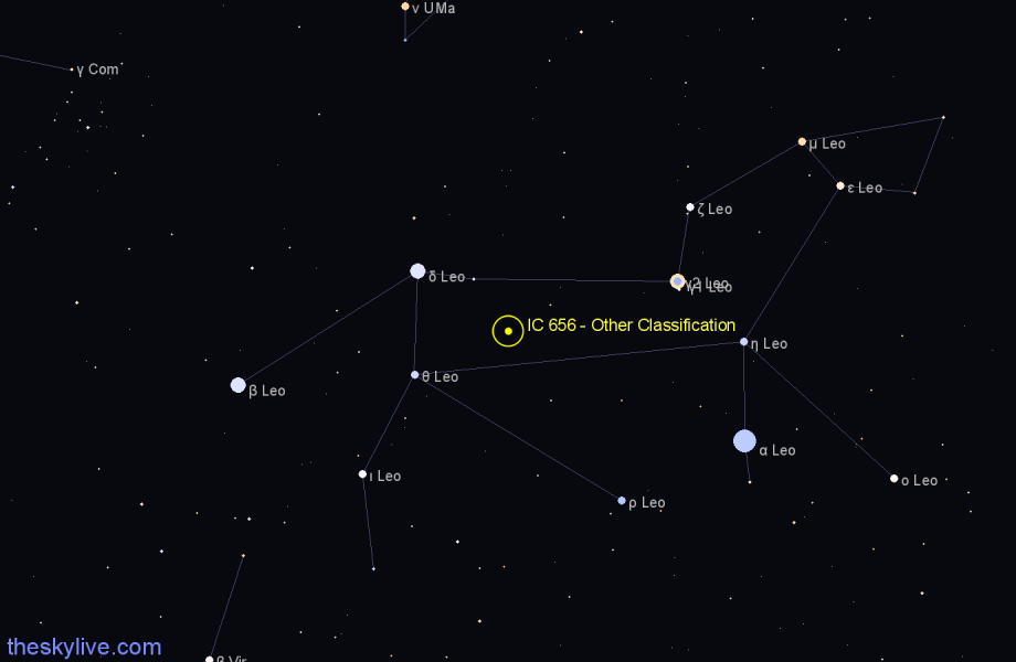 Finder chart IC 656 - Other Classification in Leo star