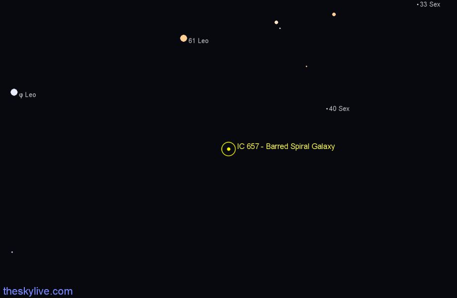 Finder chart IC 657 - Barred Spiral Galaxy in Leo star