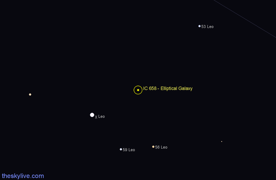 Finder chart IC 658 - Elliptical Galaxy in Leo star