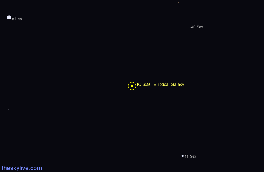 Finder chart IC 659 - Elliptical Galaxy in Leo star