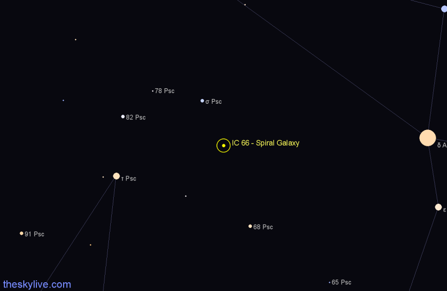 Finder chart IC 66 - Spiral Galaxy in Pisces star