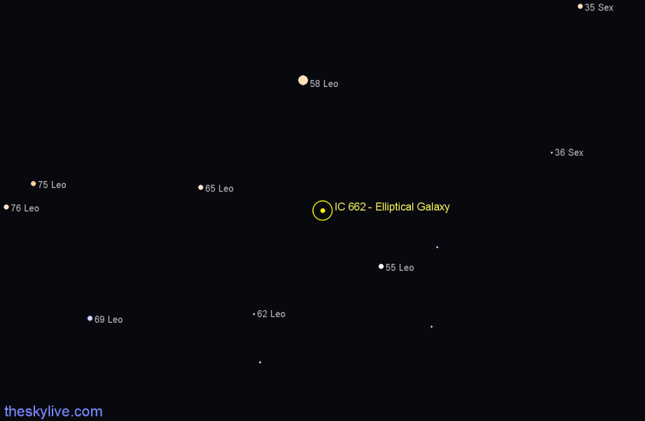 Finder chart IC 662 - Elliptical Galaxy in Leo star