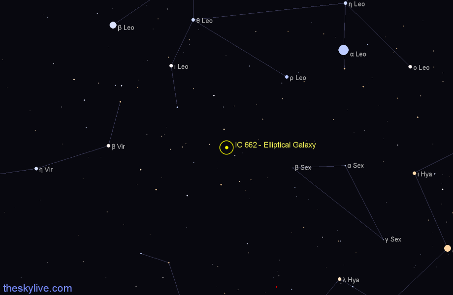 Finder chart IC 662 - Elliptical Galaxy in Leo star