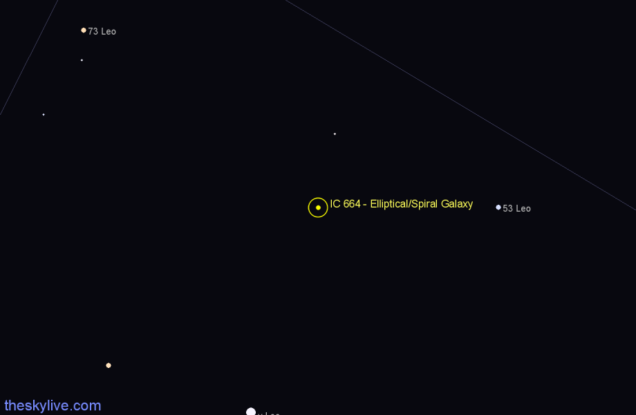 Finder chart IC 664 - Elliptical/Spiral Galaxy in Leo star
