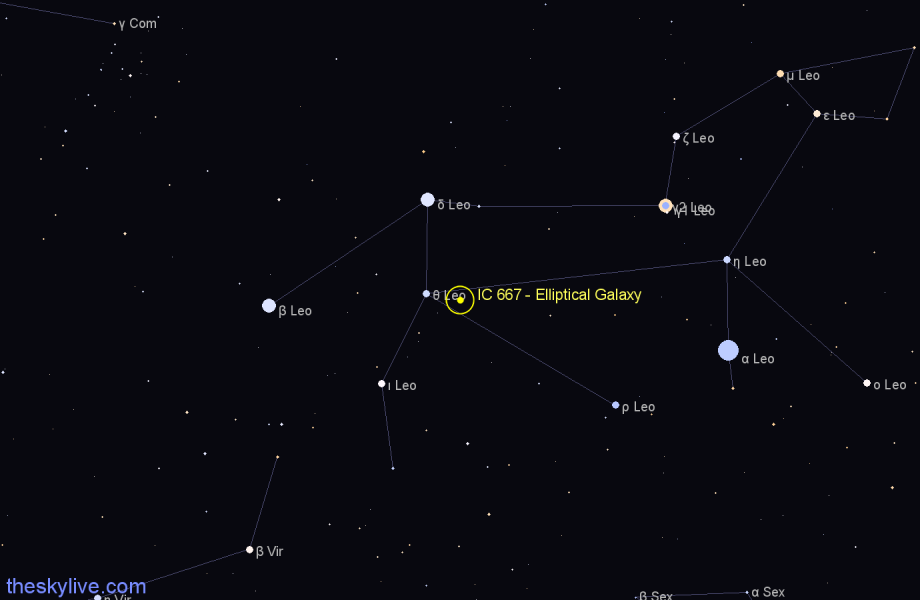 Finder chart IC 667 - Elliptical Galaxy in Leo star