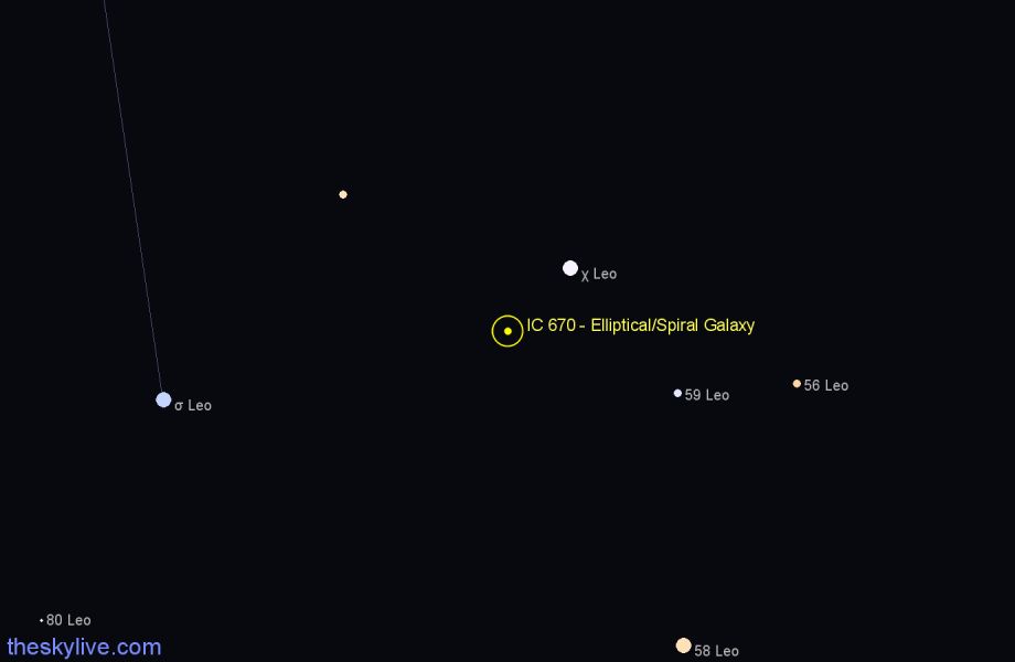 Finder chart IC 670 - Elliptical/Spiral Galaxy in Leo star