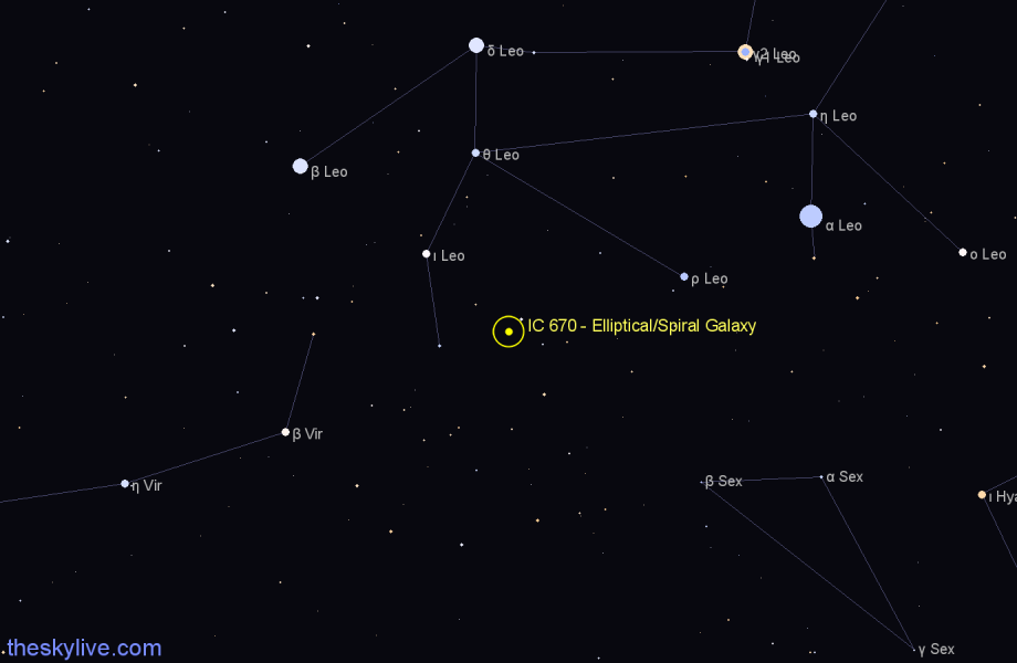 Finder chart IC 670 - Elliptical/Spiral Galaxy in Leo star