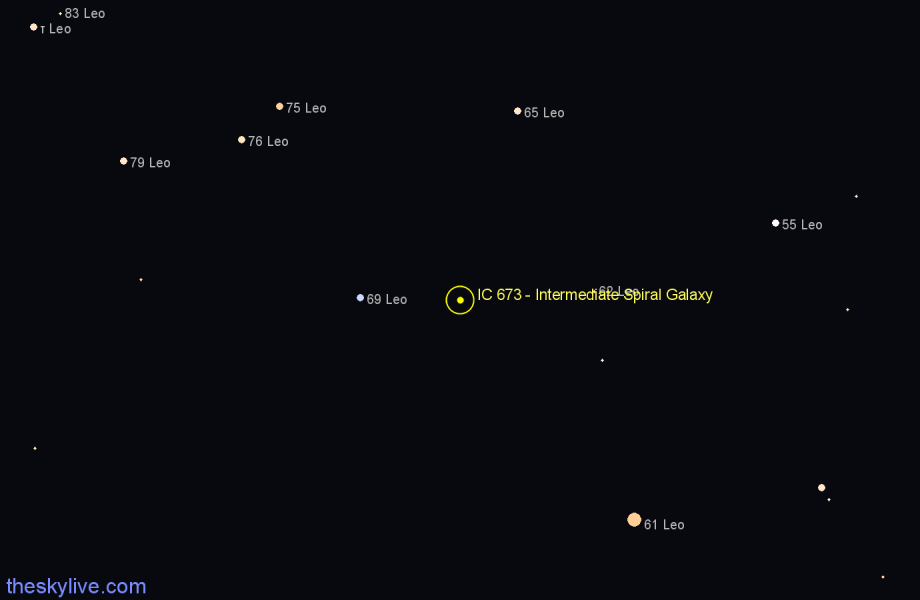 Finder chart IC 673 - Intermediate Spiral Galaxy in Leo star