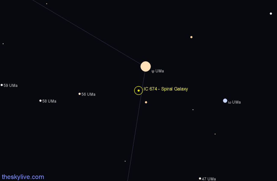 Finder chart IC 674 - Spiral Galaxy in Ursa Major star