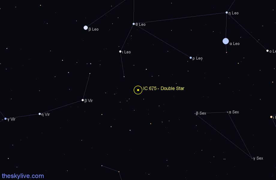 Finder chart IC 675 - Double Star in Leo star