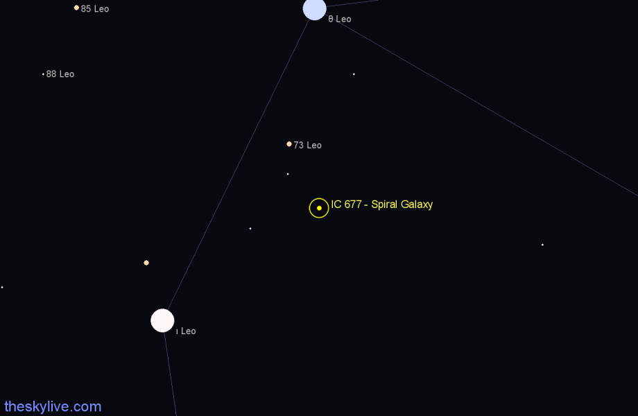 Finder chart IC 677 - Spiral Galaxy in Leo star