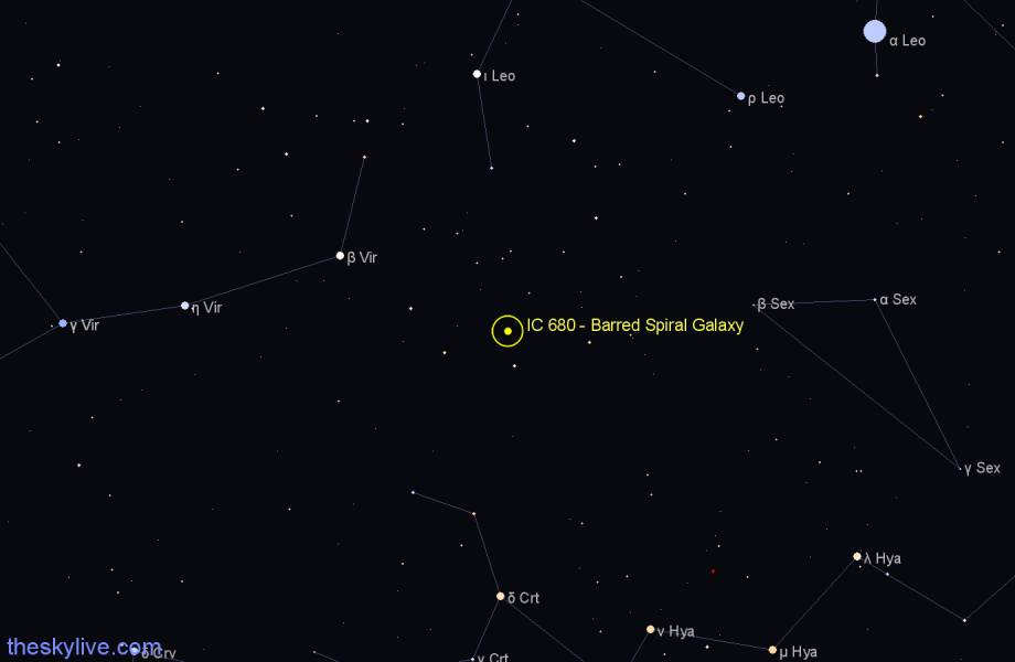 Finder chart IC 680 - Barred Spiral Galaxy in Leo star