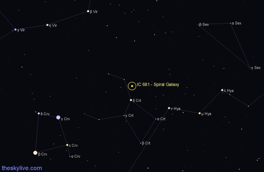 Finder chart IC 681 - Spiral Galaxy in Crater star