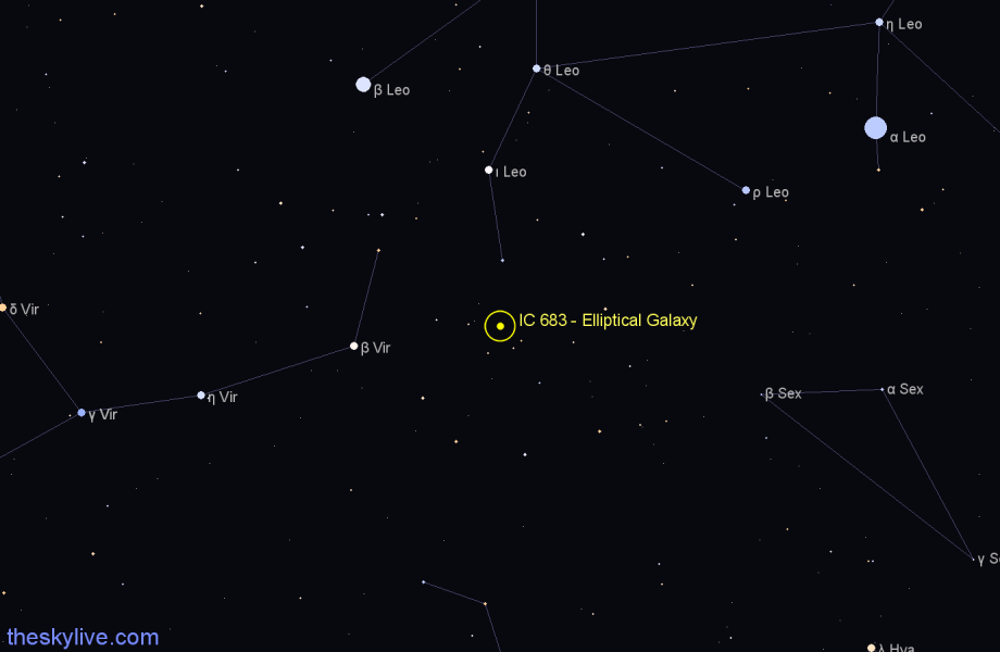 Finder chart IC 683 - Elliptical Galaxy in Leo star