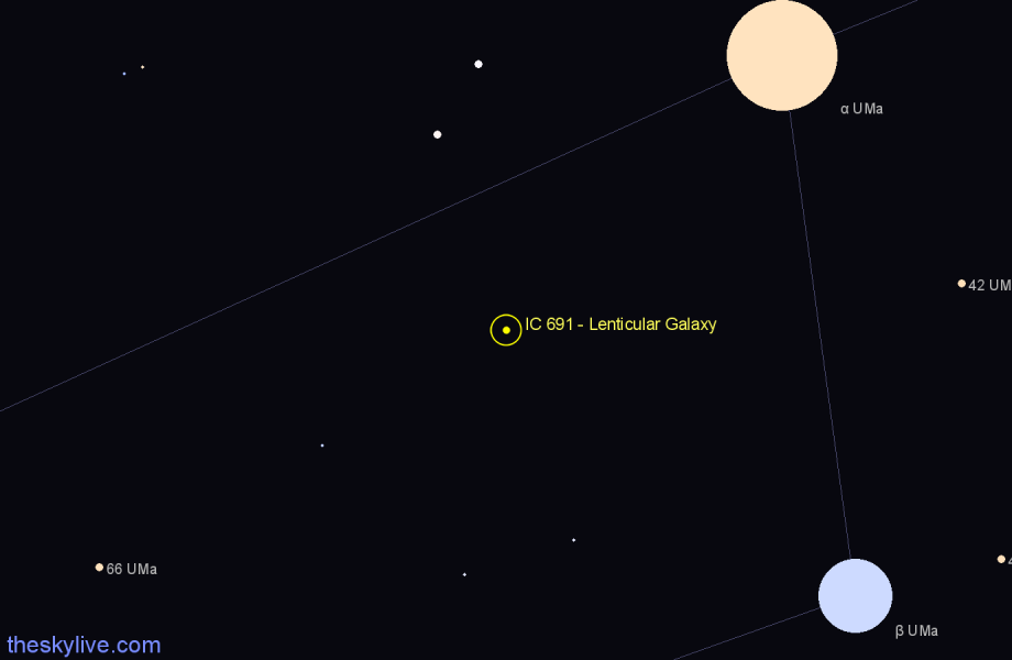 Finder chart IC 691 - Lenticular Galaxy in Ursa Major star