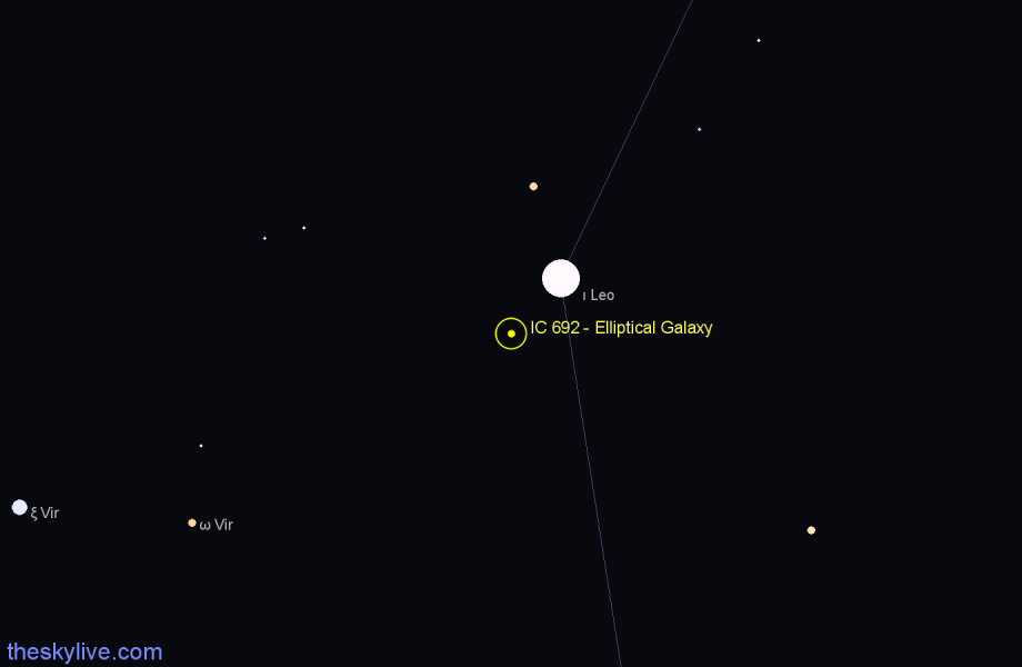 Finder chart IC 692 - Elliptical Galaxy in Leo star