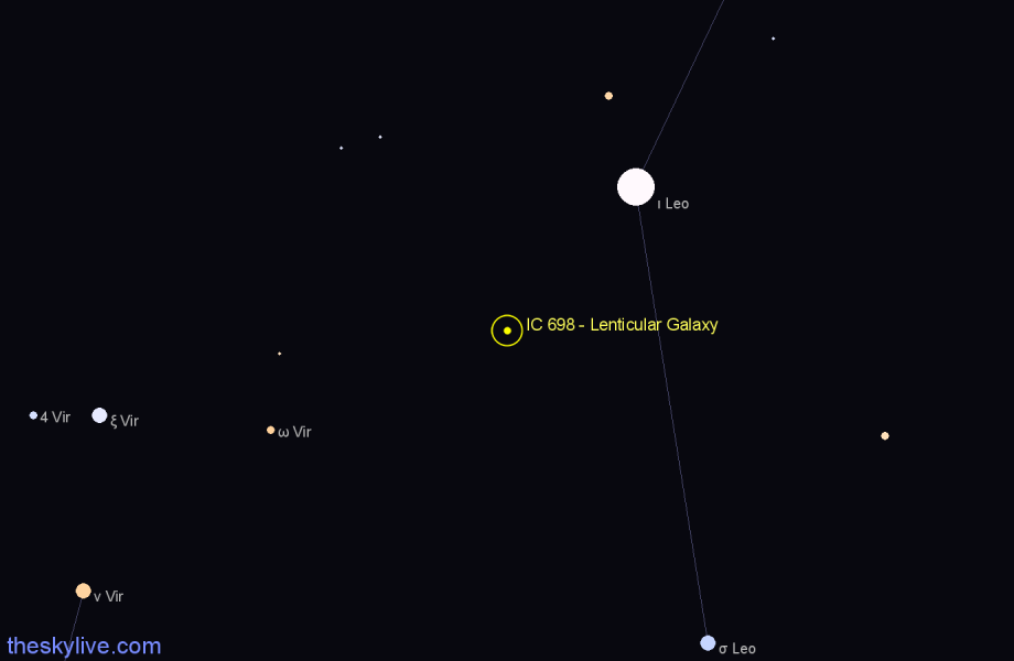 Finder chart IC 698 - Lenticular Galaxy in Leo star