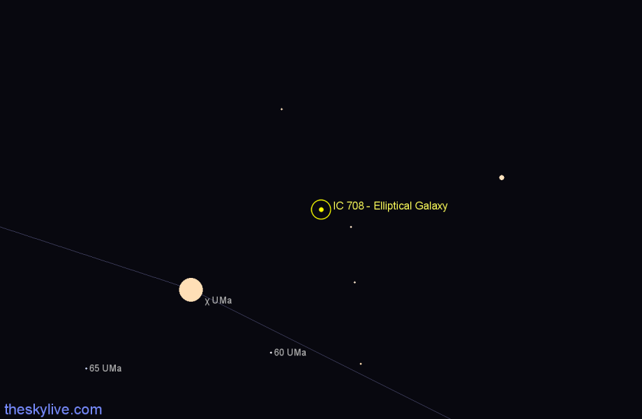 Finder chart IC 708 - Elliptical Galaxy in Ursa Major star