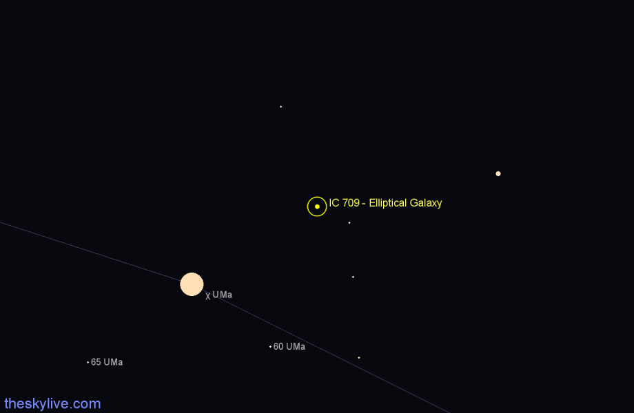 Finder chart IC 709 - Elliptical Galaxy in Ursa Major star