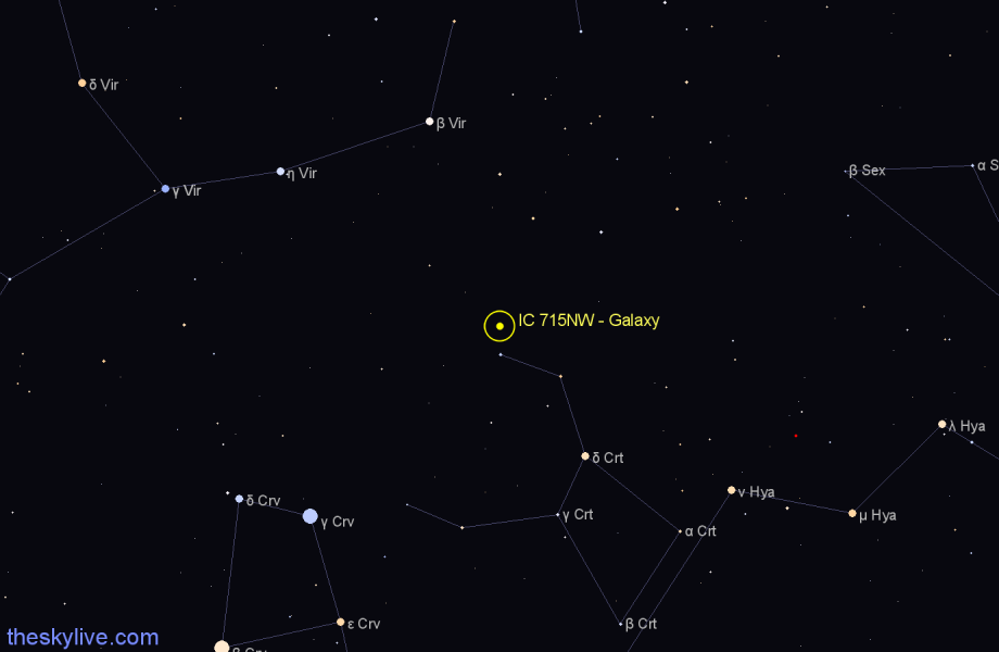 Finder chart IC 715NW - Galaxy in Crater star