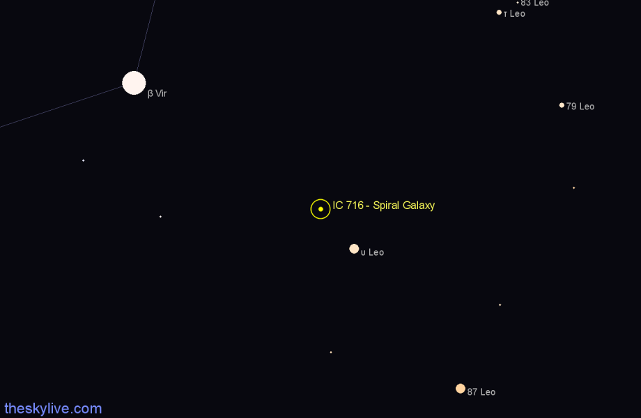 Finder chart IC 716 - Spiral Galaxy in Virgo star