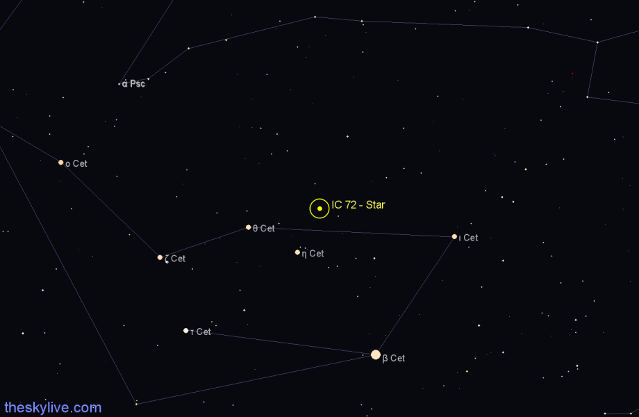 Finder chart IC 72 - Star in Cetus star