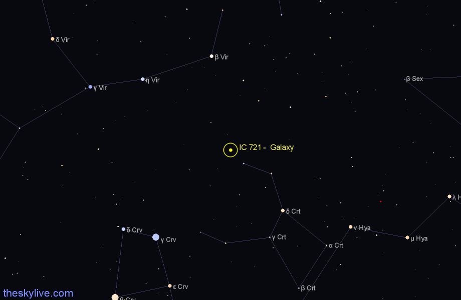 Finder chart IC 721 -  Galaxy in Crater star